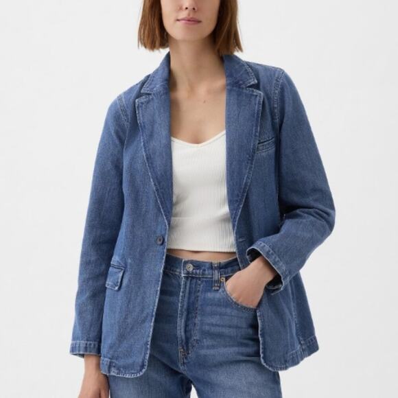 GAP Denim Blazer Blue XS NWT - Picture 8 of 11
